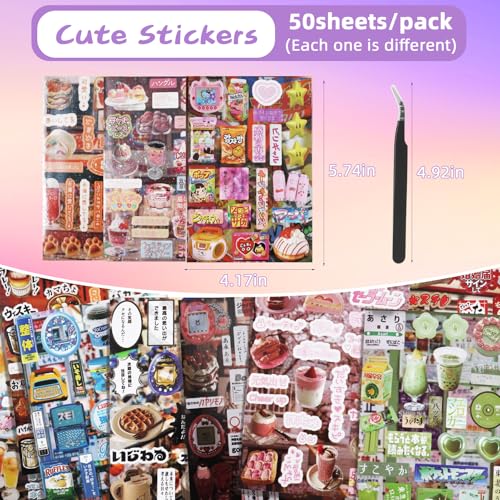 Image of 1300Pcs Cute Scrapbook Stickers Travel Y2k Japanese Sticker Book for Adult Kawaii Korean Stickers for Journaling Heisei Retro Aesthetic Sticker Manga Style Decor for DIY Crafts Junk Journal Gifts Tale
