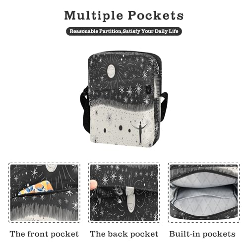 messenger bag for men Small Crossbody Bags Purses Cross Body Bag Adjustable Strap for Outdoor Daily Outdoor Daily- Planet Star White2