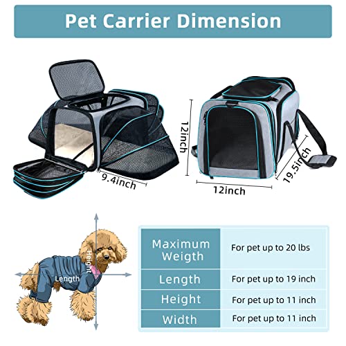 Tdhdike 002 Cat/Dog Airline Approved Expandable Pet Carrier For Small Pets - Removable Pad, Pockets, Tsa Compliant thumb #1