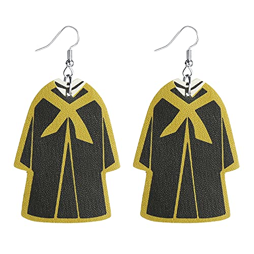 12 Pairs Graduation Earrings For Women School Leather Earrings For Women School Gonme Earrings Bachelor Hat, Bachelor Uniform, Trophy, Key, Tie Earrings For Graduation Party #TOP6