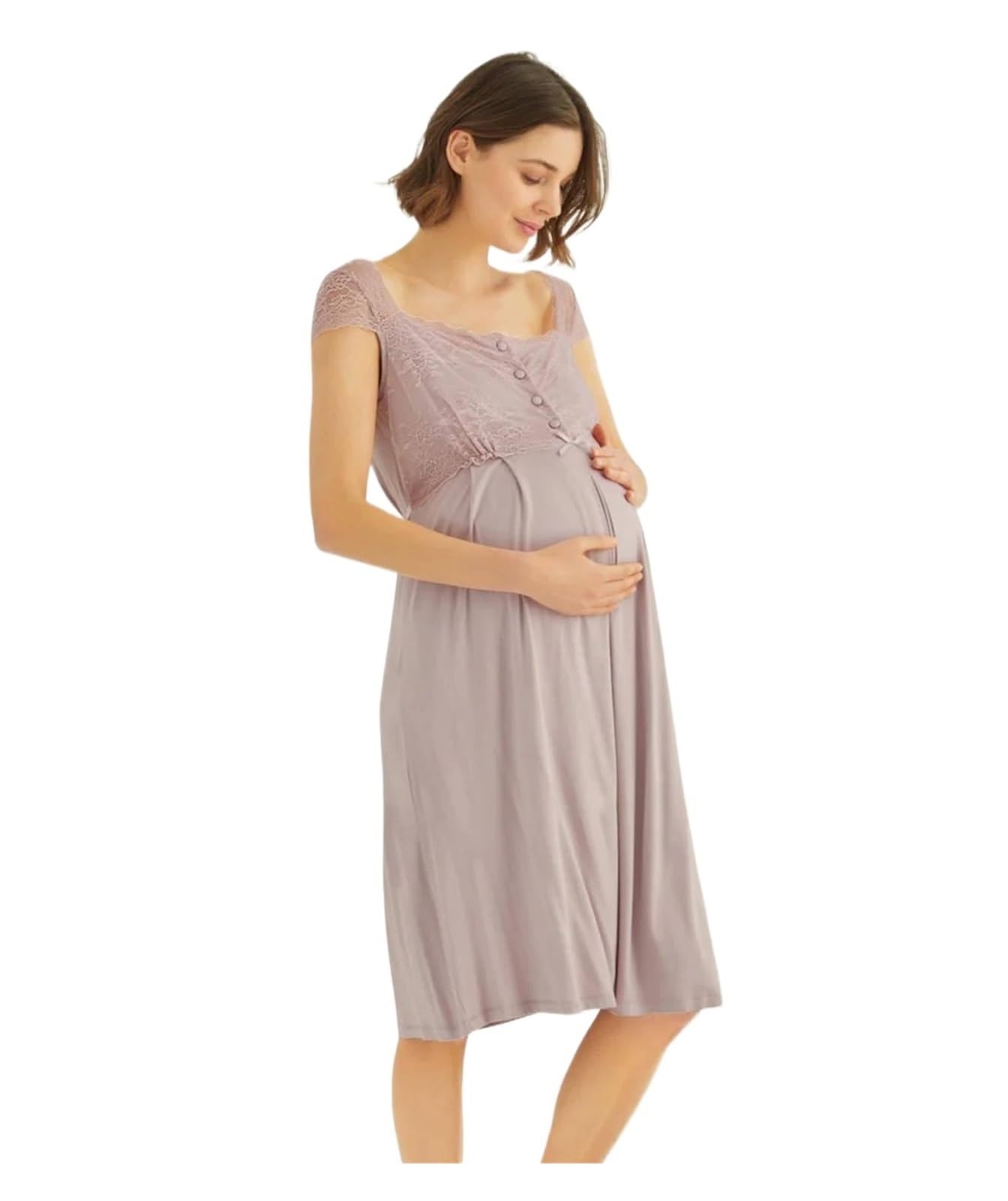 Camicia da Notte Donna Camicia da Notte Premaman, Abito da Allattamento Post-Parto for Gravidanza, Parto, Pigiama Estivo
