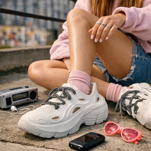 Image of GLJ VibeX Girls Sneakers Stylish White Running Shoes Breathable Comfortable Anti Skid Outsole Premium Footwear for Casual Sports Gym Walking