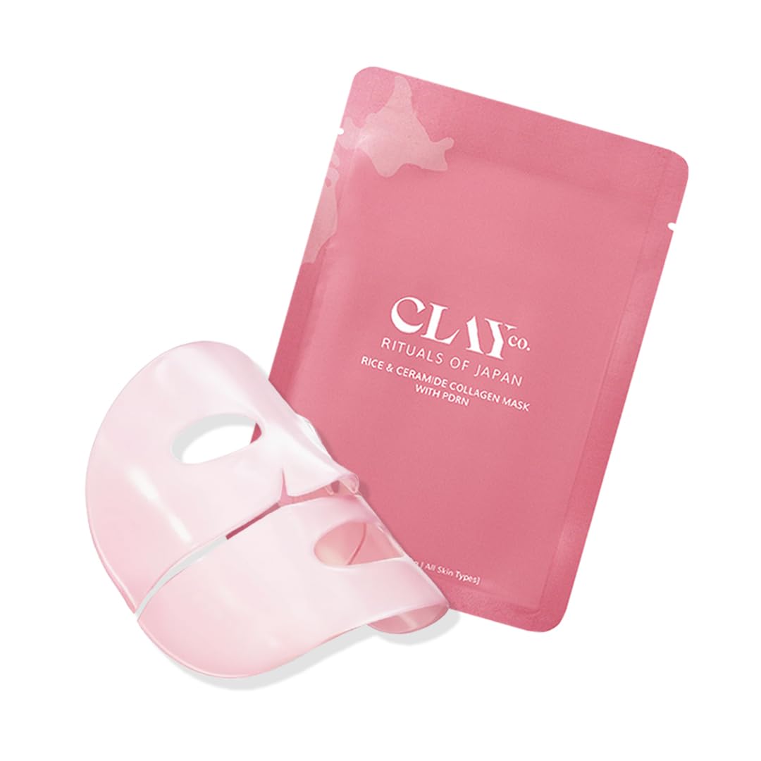 ClayCo Rice & Ceramide Collagen Sheet Mask | Hydrating & Brightening Face Mask with PDRN | Niacinamide & Hyaluronic Acid | 35 g