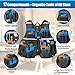 Tool Vest, Electrician Tool Vest with Drill Holster, 17 Compartments, Reflective Workwear with Tool Pockets, Adjustable Waist & Upgraded Comfortable Neck Opening (Blue)
