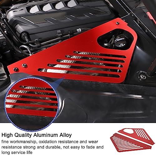 Image of Daeiclru Engine Bay Panel Cover Compatible with Chevrolet Corvette C8 2020-2023, Aluminium Engine Protector Splash Shield, Left Right Engine Case Guards (Style B - Red)