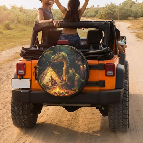 Image of Delerain Spare Tire Cover Dinosaur Camping Wheel Covers Waterproof Dust-Proof UV Sun Universal Fit for Trailer RV SUV Truck and Many Vehicle (17 Inch for Diameter 31 inch-33 inch)