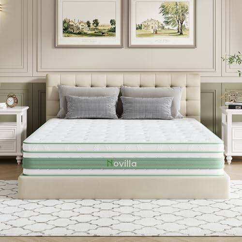 Image of Novilla Queen Size Mattress 14 Inch, Hybrid Mattress in a Box|Gel Memory Foam & Individual Pocket Springs, Medium Firm, Motion Isolation, Cool Sleep & Pressure Relief, CertiPUR-US