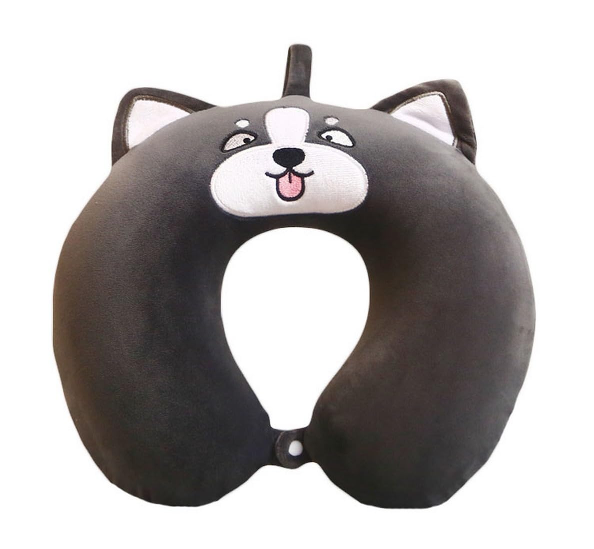 AOOPOO Kids Travel Pillow, Animal Neck Support U Shaped Cushion Plush for Airplane Train, Children Neck Pillow Chin & Neck Support Cushion with Animal Super Soft Cover Travel Partner (Huskies)
