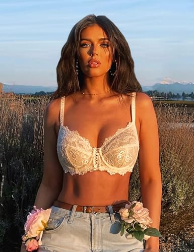 Wingslove Women's Sexy Lace Bra Non Padded Underwire Unlined Bra Full Coverage Plus Size Lace Bralette3