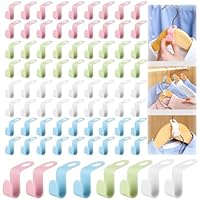 80 Stück Kleiderbügel Verbindungshaken, Platzsparende Haken für Kleiderbügel, Clip Drop Haken aus Kunststoff, Für Schrankorganisation, Blau, Weiß, Grün, Pink, Praktisch für Kleiderschränke und Reisen