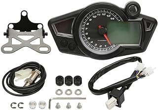 Baceyong 1pc 12V 0-14000 rpm Universal LCD Digital Motorcycle Odometer Speedometer Tachometer, Tachometer LCD Multi-Function Adjustable Speed Electronic Digital Odometer