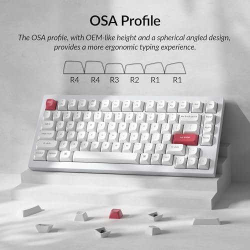 Image of Keychron OSA Profile Double-Shot PBT Keycap Full Keycap Set (141 Keys) - Black on White, Compatible with MX Mechanical Switches, Non-Shine-Through, Fits ANSI Layouts (100%, TKL, 96%, 75%, 65%, 60%)