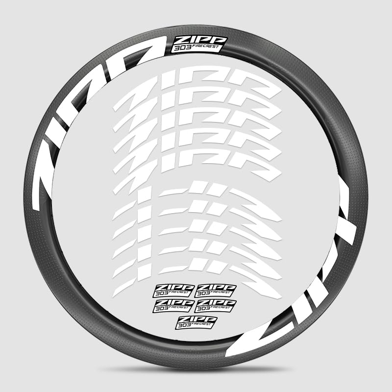 for Zipp Firecrest 303 Road Bike Carbon Wheel Decal Kit | Vivid Colors, Scratch-Resistant, Precision-Cut, UV-Protected (White + Style 1)