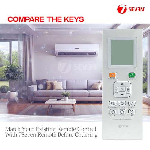 Image of 7SEVEN Compatible of Original AC Remote Control for Trane Split and Window 1 1.5 2 ton Air Conditioner - Existing AC Remote Should Match with Same Feature as remotes Model 180