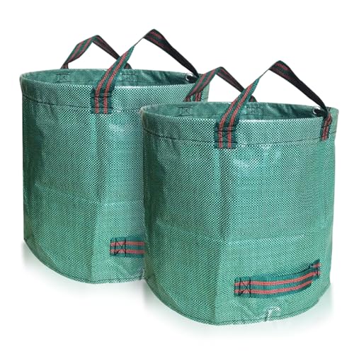 Lot de 2 * 500L Sacs de Jardin, Sacs de déchets jardin résistants Sac à déchets de en PP robuste et Pliable Poubelle pour les, Stable Aux UV(Lot de 2-500...