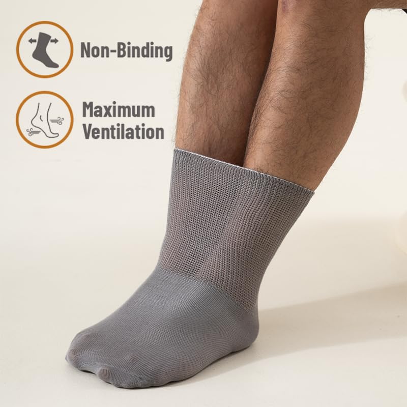 Men's Diabetes & Circulator Socks- 1 Pair Packs-Non-Binding Moisture Management3