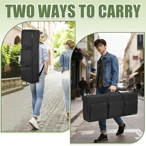 Image of 88 key Keyboard Case (Size:54 inchx7 inchx13.5 inch), Keyboard Gig Bag Case with Adjustable Straps and 6-Pocket for Keyboard Accessaries, 88 key Electric Piano Keyboard Gig Bag