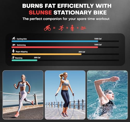 SLUNSE Exercise Bike, Spin Bikes for Home Use with APP, Quiet Stationary Bike for Gym, Stronger Indoor Cycling Equipment for Fitness Workout Cardio Training,Red - Image 9