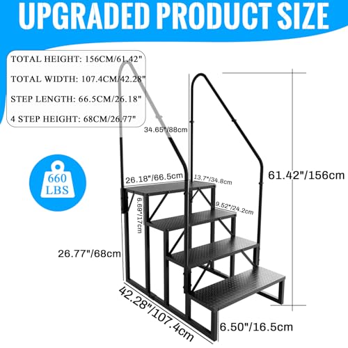 Image of RV Stairs 4 Step Ladder with 2 Handrails