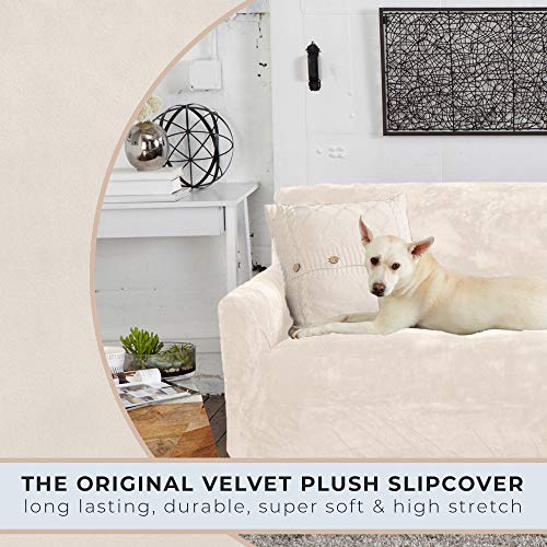 Great Bay Home Velvet Plush Stretch Recliner Slipcover. Velvet Recliner Furniture Protector, Soft Anti-Slip, High Stretch (Recliner, Off-White) #TOP3