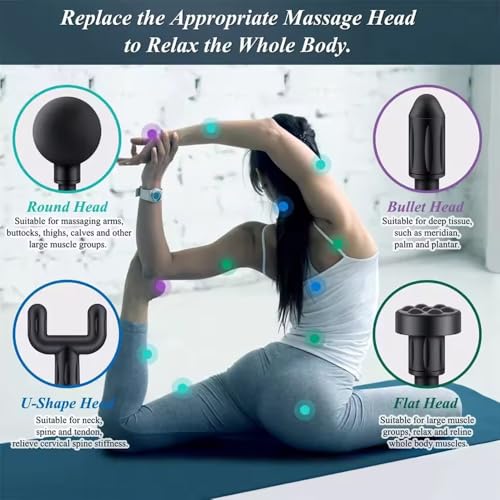 Pistolet de Massage Musculaire, Pistolet de Massage Professionnel avec 4 Têtes de Différentes 6 Niveaux Réglables, Mini Masseurs Électriques pour Soulager Douleurs et Raideurs Musculaires – vue 5