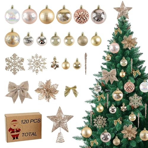 Joyblossom Weihnachtsbaumkugeln Set, 120pcs Christbaumkugeln...