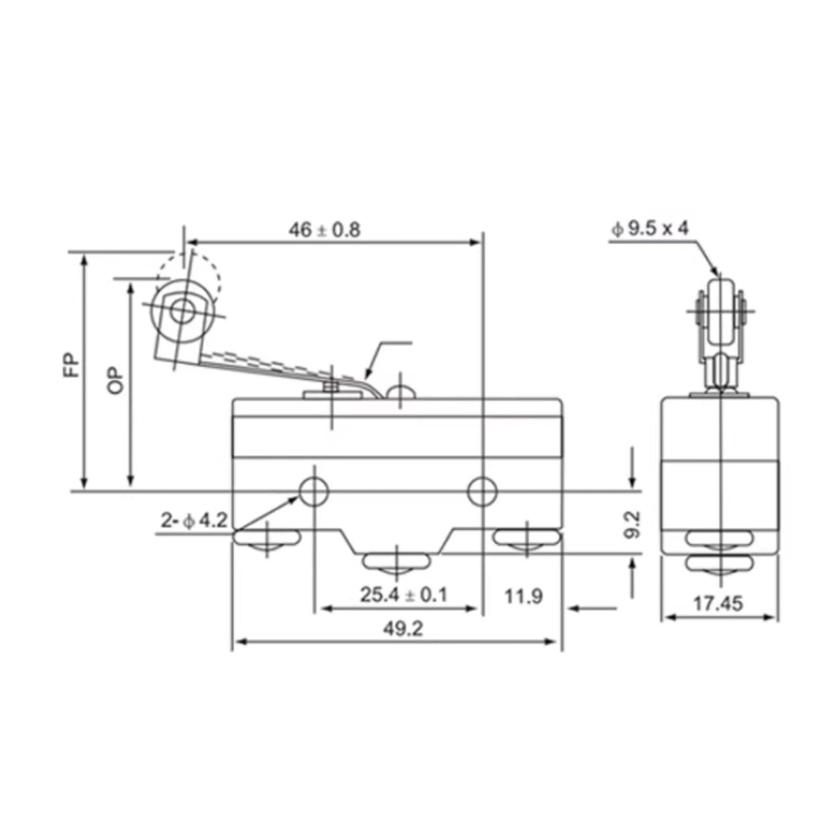 Final de Carrera CM-1303 15A 1NO 1NC Microinterruptor