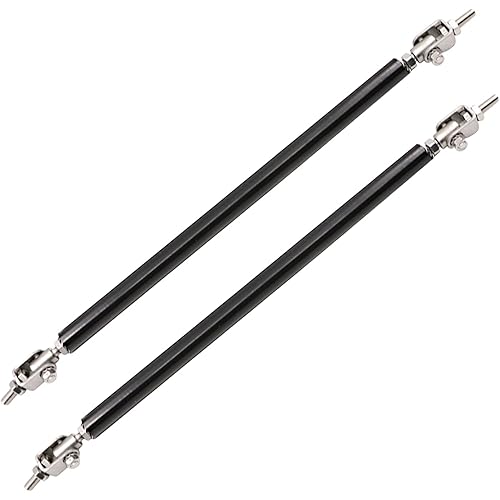 2PCS Adjustable Front Bumper Lip Splitter Strut Rod Tie Support Bars Replacement fit for Universal 7.87” (Black)