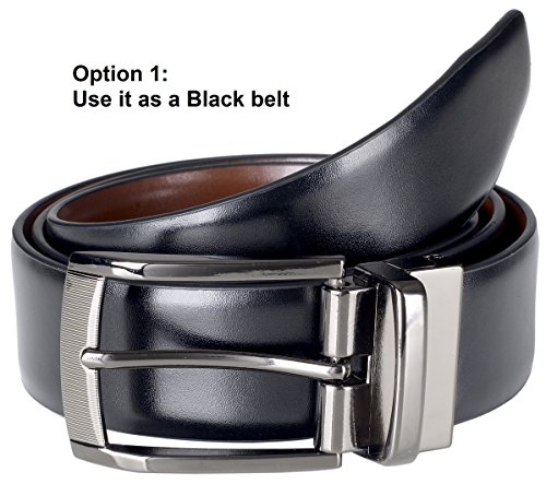 Sportoli?‚?® Men's Solid Leather Reversible Belt - Black/Brown (Size 38)3