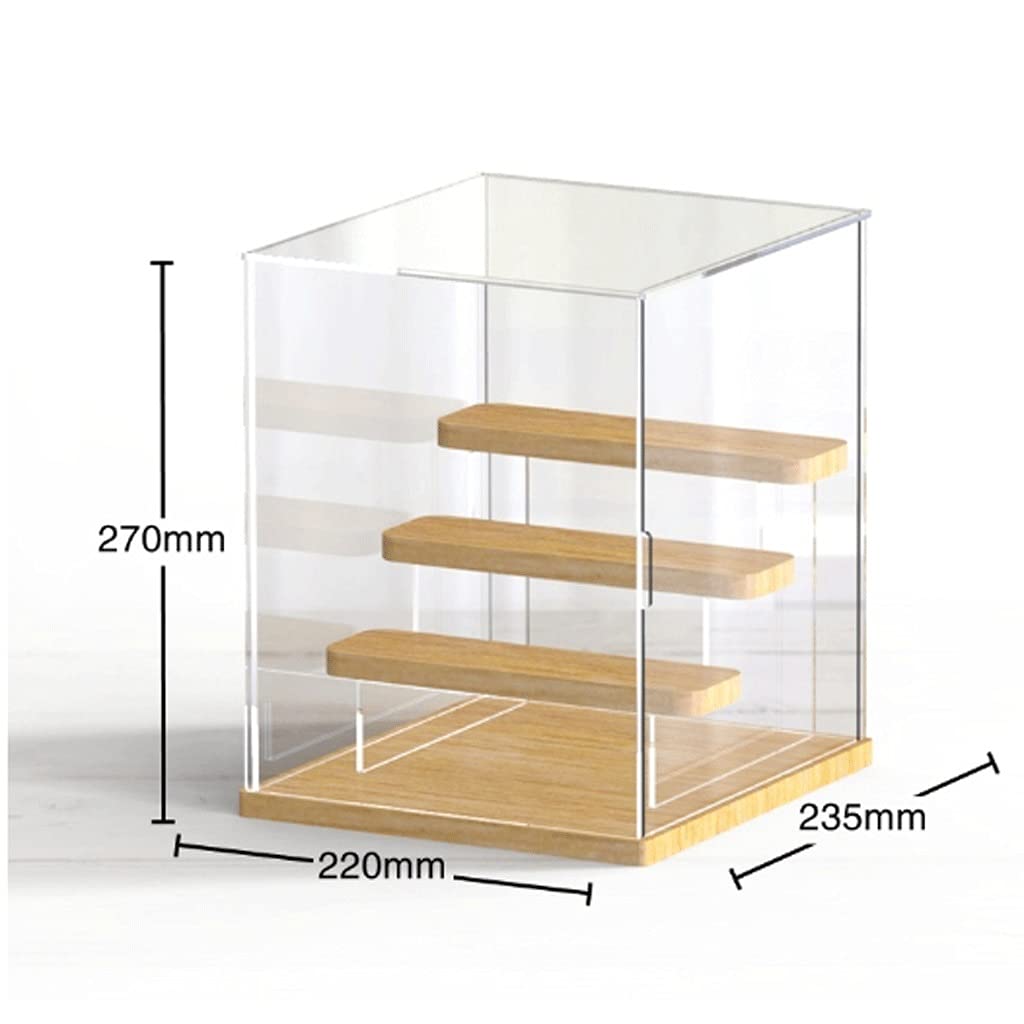 Vitrine Acrylique Transparente Avec Bois Massif - Boîte De Rangement Anti-Poussière Pour Collections Et Statuettes