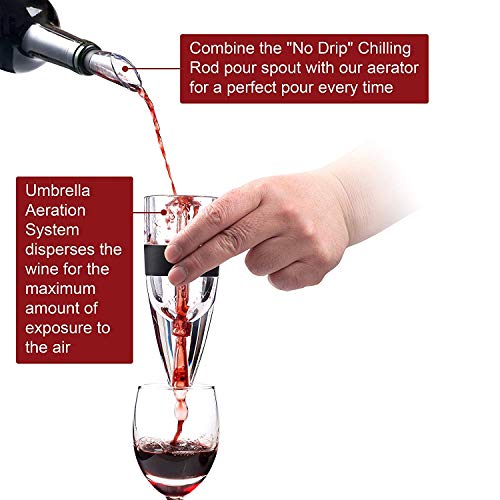 Secura Red Wine Decanter Aerator Wine Air Aerator with Wine Chilling Rod Stainless Steel Wine Chiller Stick