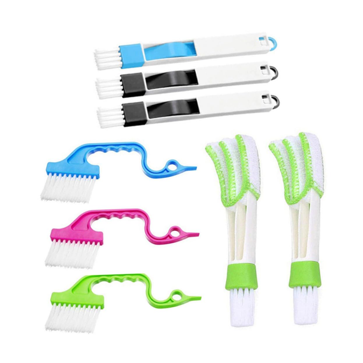 LALAFINA Window Groove Cleaning Brush 8pcs Set Compact Design for Window Gaps and Door Tracks