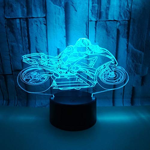 FISSEN 3D Moto Automobile LED Lampe d'illusion Optique Lampe Lumière de Nuit avec Câble USB et 7 Couleurs Décoration pour Enfant Chambre Chevet Table de Bébé Enfant Cadeau Fête Anniversaire