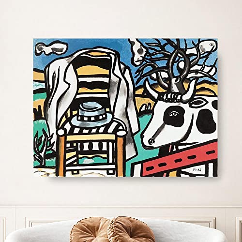 BONNIU Pintura al Óleo Pintada a Mano sobre Lienzo Grande Leger 90X70 cm Abstracto Cuadros Enrollada - Sombrero En Una Silla J3076 Cover