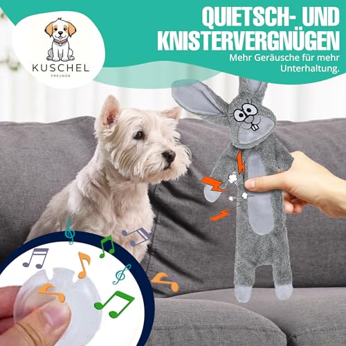 Hundespielzeug ohne Füllung, Quietschendes Plüschspielzeug, Robustes Kauspielzeug & Beschäftigung für kleine und mittelgroße Hunde, (Kaninchen) von Kuschelfreunde