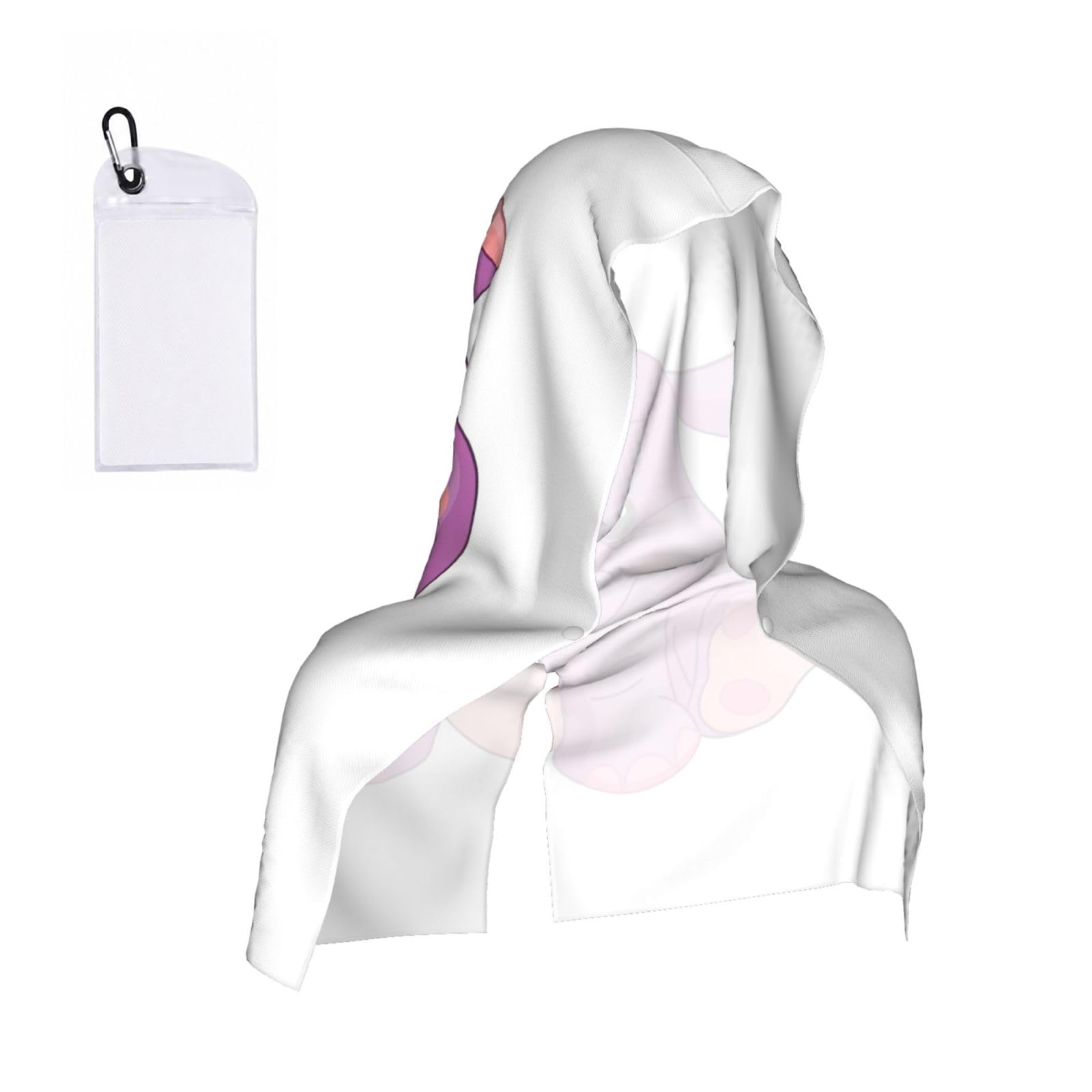 YQxwJL Cartoon Purple Hippo Print Unsex Cooling Hoodie Towel, Cools Instantly When Wet Sun Protection For Sports Fitness Gym