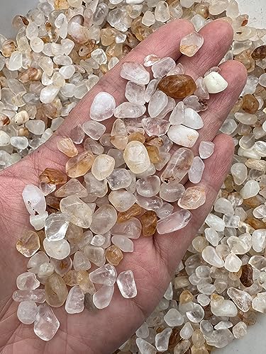 Image of 2 oz Lot Natural Semi Tumbled Gemstone Chips, Crushed Mini Crystals, Undrilled Crystal Chips (Golden Healer Quartz)