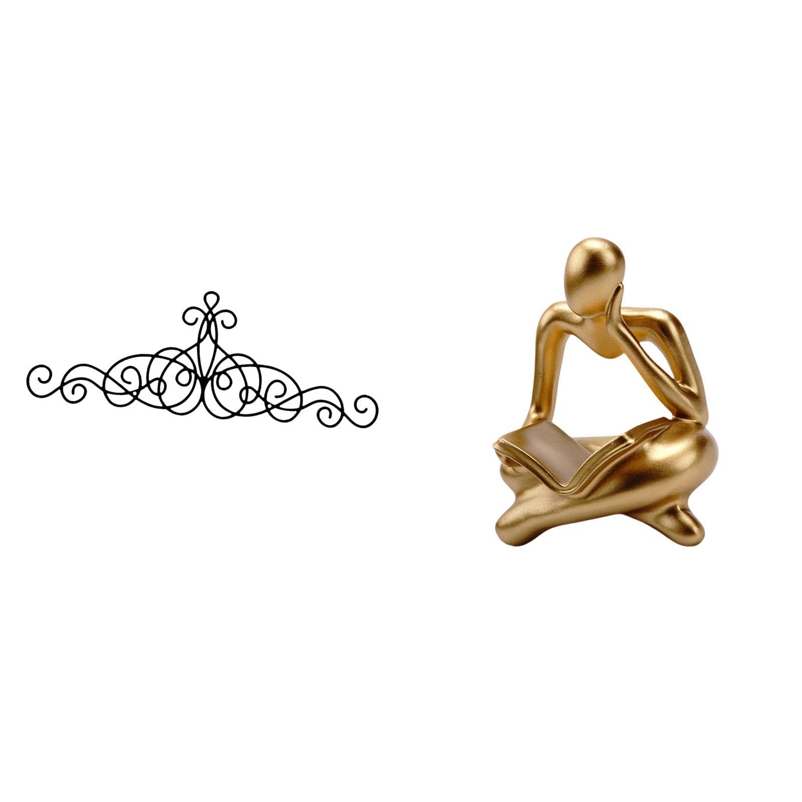SHOPORA Scroll Wall Art Decor Metal Plaque Floral Decoration Abstract Thinker Statue for Indoor Outdoor Patio Porch Fence Living Room Shelf |Home & Garden | Home decor | Figurines