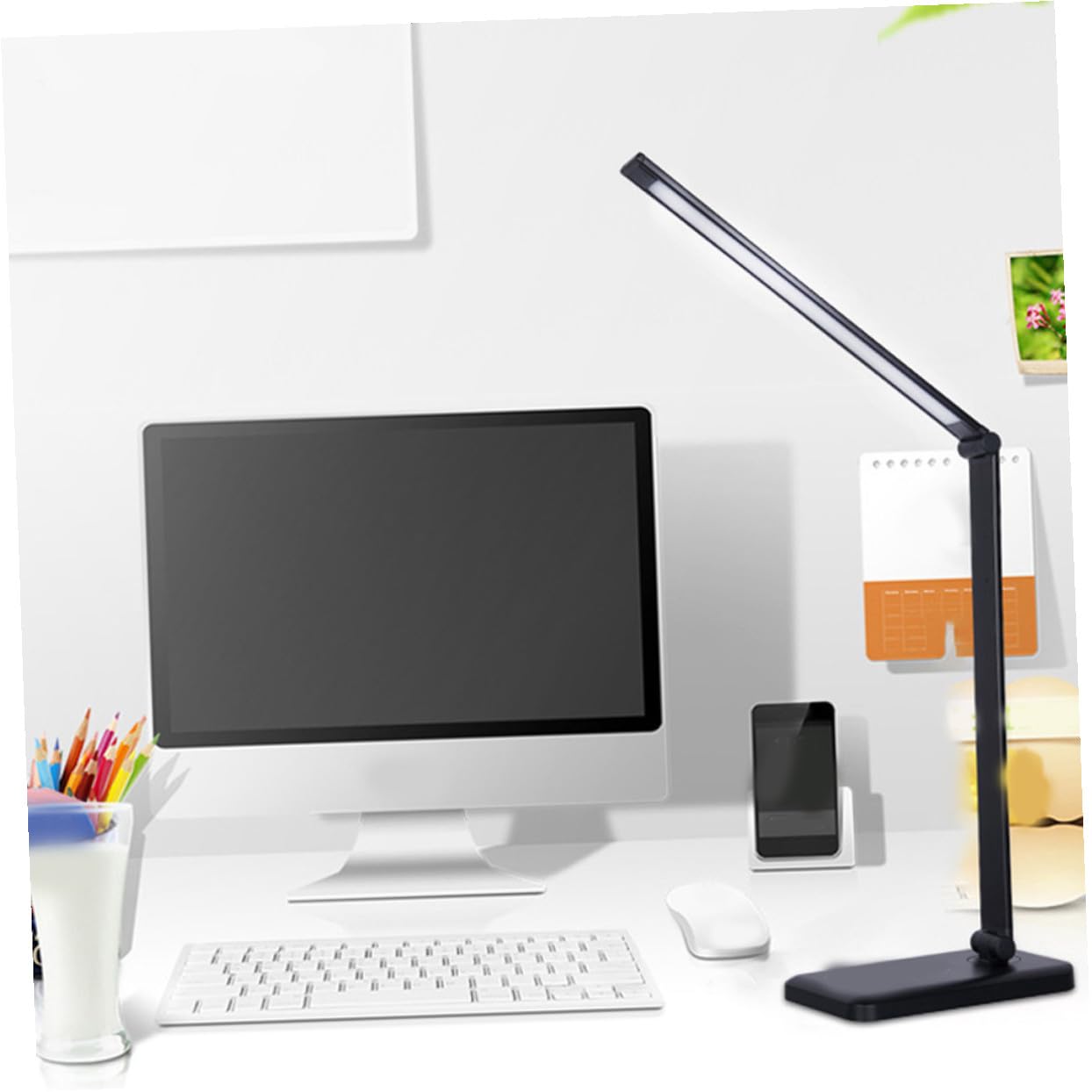 Faltbare LED Leselampe Schwarz 6w aus Aluminium und Kunststoff | Schulanfang Deko, Smart Touch Steuerung, Dc5v 1a, 5 Farbtemperaturen, Cri＞80%