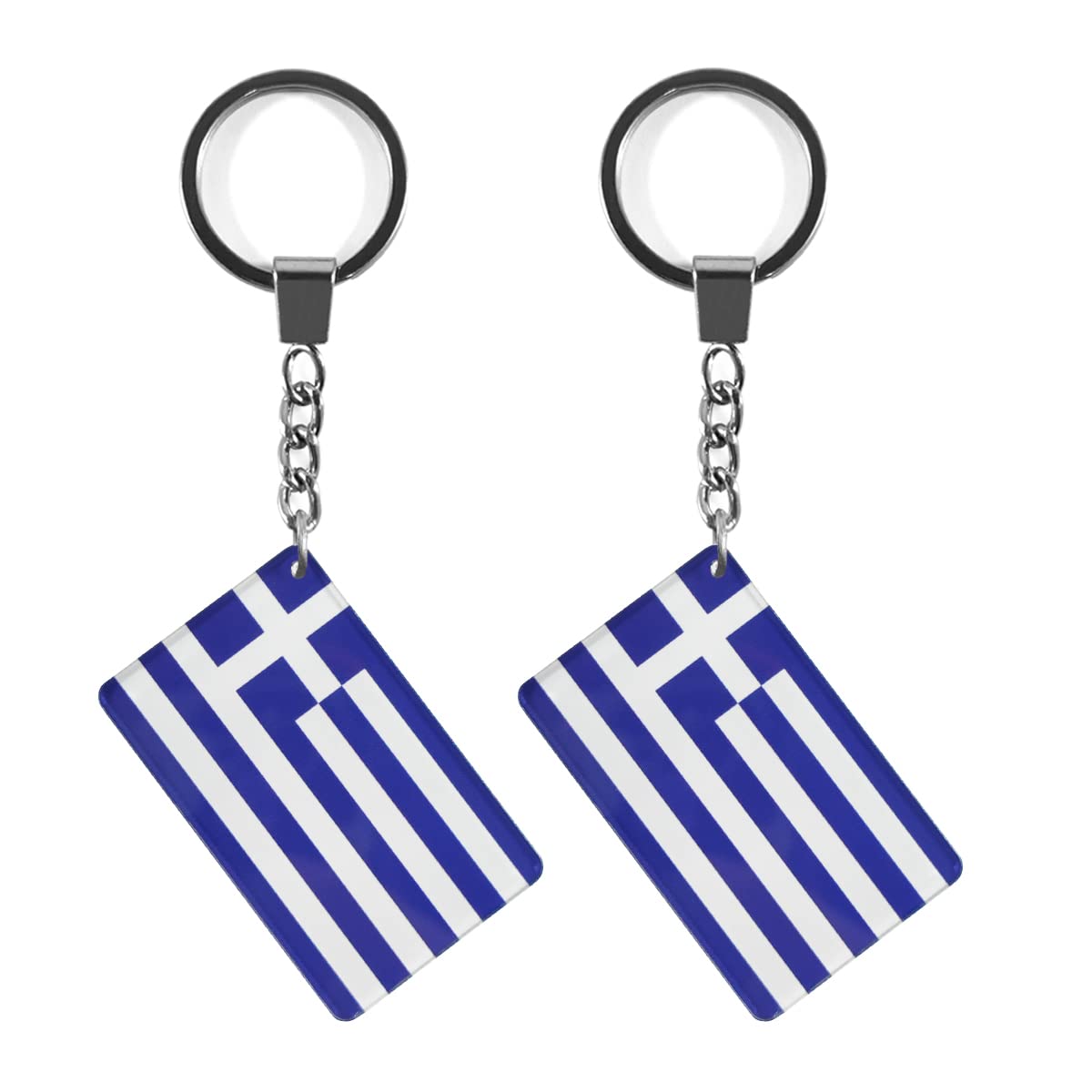 QQSDGreece Flag Keychain Greek Key Ring, 2 Pack