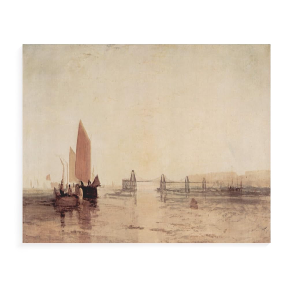 Paint by Numbers for Adults with Frame Landscape - Famous Paintings Joseph Mallord William Turner -The Chain Pier Brighton - 40X50Cm Kids Canvas Acrylic Painting Kits,B20