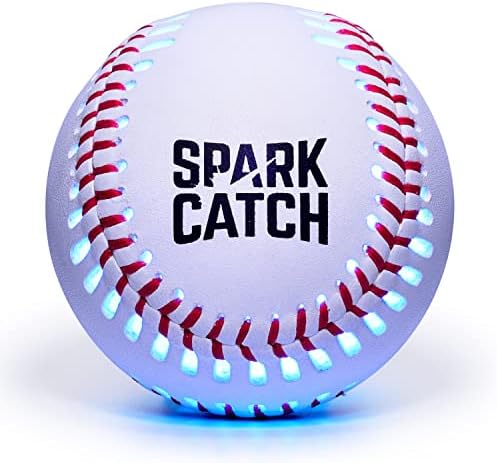 SPARK CATCH Light Up Baseball (Switch Version), Glow in The Dark Baseball, Perfect Baseball Gifts for Boys, Girls, and Baseball Lovers, Official Size and Weight with Genuine Leather (Ice Blue)