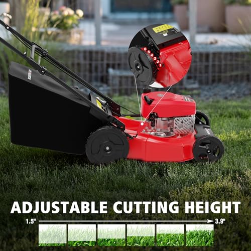 Image of PowerSmart 21 inch 2-in-1 Push Lawn Mower, 144cc Engine,Mulching, Bagging, High Wheels, Lightweight and Easy Assembly,6 Cutting Height, Lightweight,for Garden Yard