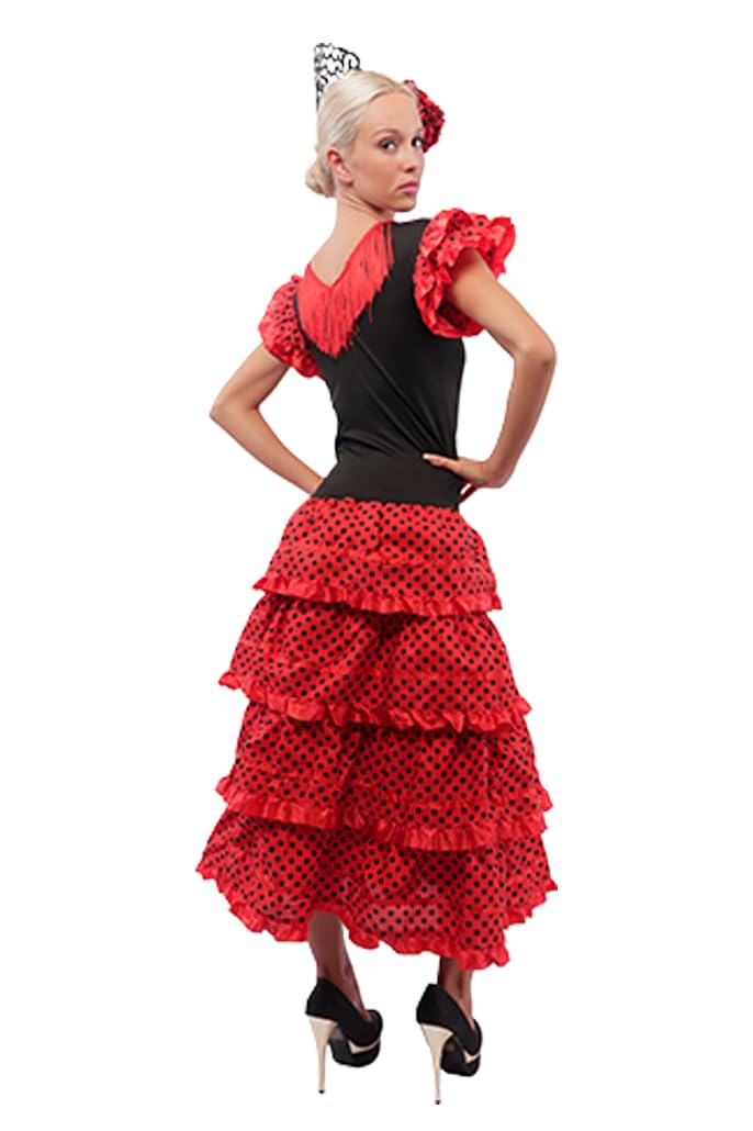 Carnavalife Vestido sevilliana para Feria de Abril, Vestido Flamenco Andaluz, Vestido Rojo para Disfraz de sevilliana