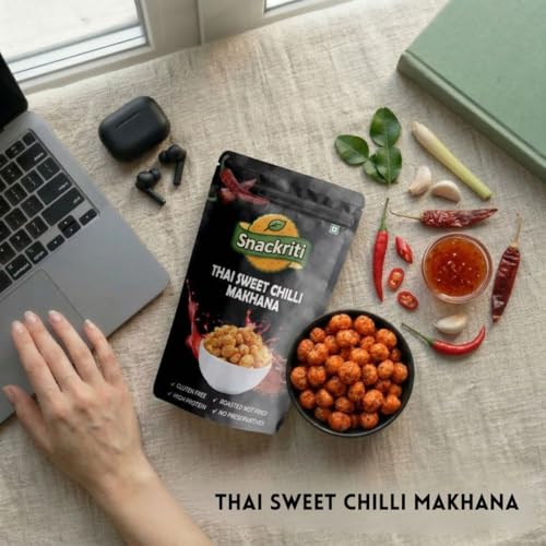 Image of Snackriti 30g Thai Sweet Chilli Flavoured Roasted Makhana | Sweet & Spicy Crunchy Fox Nuts Snack | Healthy Low Calorie Superfood, High Protein & Gluten Free | Guilt-Free Anytime Snacking