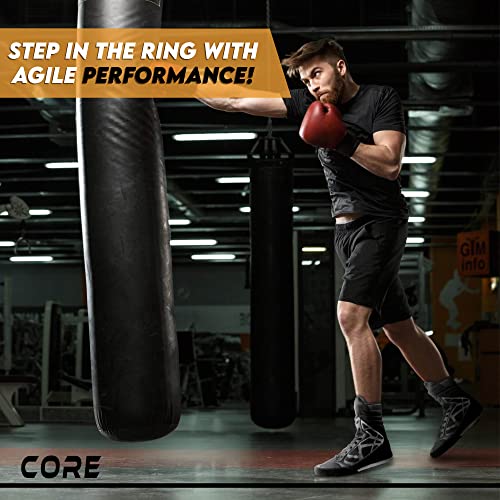 core boxing shoes - lightweight boxing shoes for men amp women - boxing training shoes with high support  high traction boxing boots - breathable lace up boxer shoes  mens kickboxing shoes