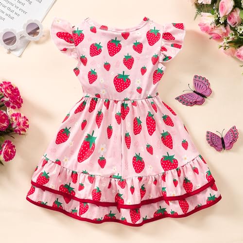 Toddler Little Girl Summer Dresses Kids Cute Casual Flutter Sleeve Tiered Smock Dress 2-7 Years4
