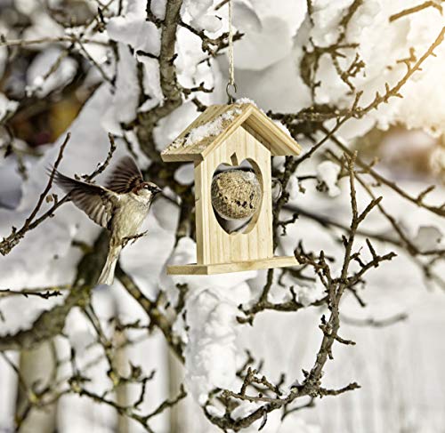 Windhager Meisenknödelhalter, Gartendeko Vogelfutterstation Meisenfutterspender, aus Massivholz, inklusive Aufhängehaken, 6 x 19 x 19,5 cm, Holz
