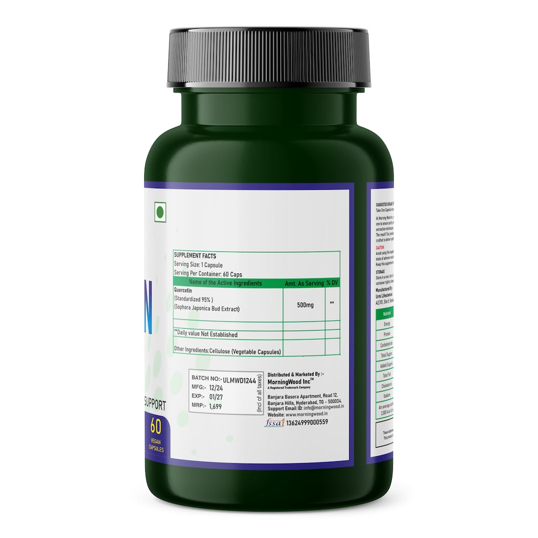 Morningwood Quercetin Supplement | Boosts NAD+ | Healthy Ageing & Cellular Repair – 500mg, 60 Capsules 3