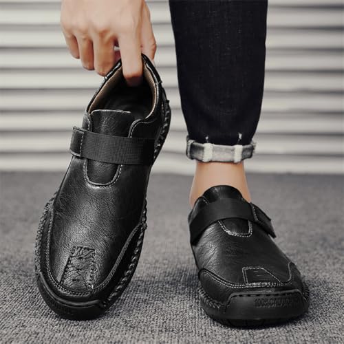 Men's Casual Leather Shoes Premium Microfibre Leather Upper Business Walking Work Driving Hook Loop Lightweight Comfortable 6